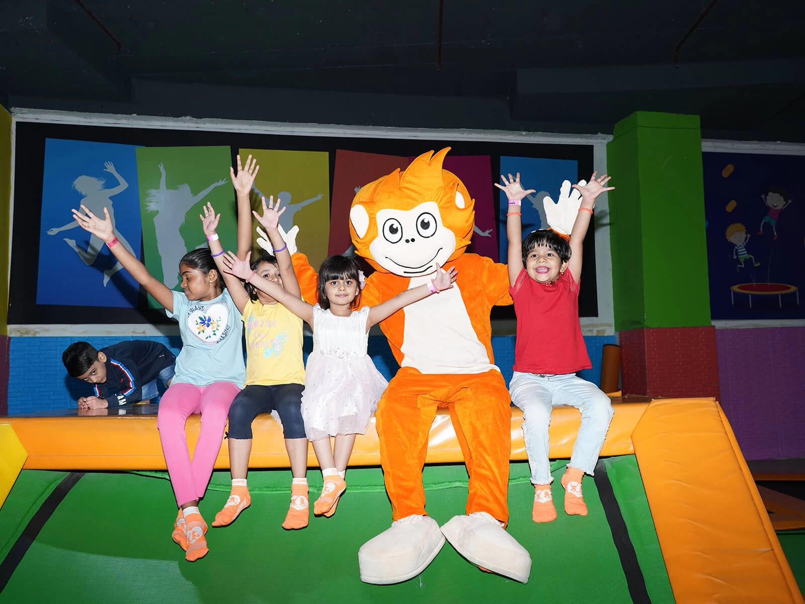 ChiChi posing with kids at skyjumper