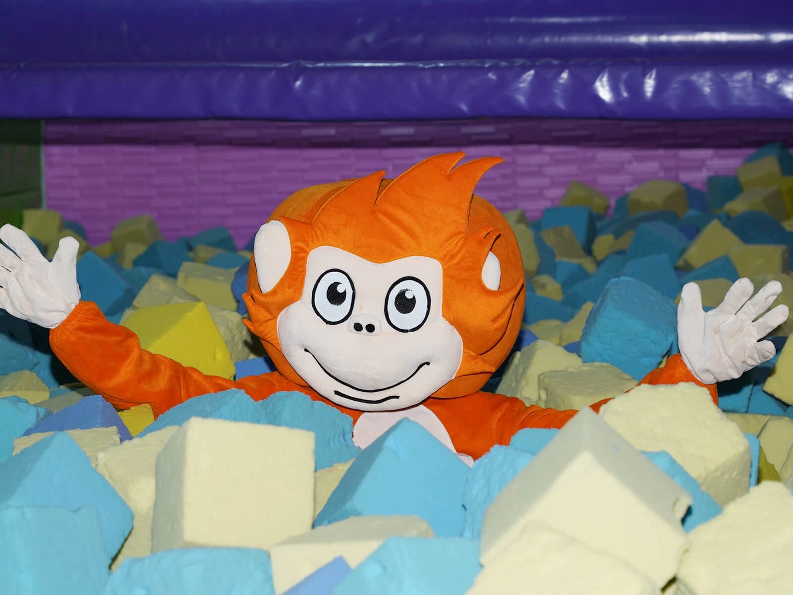 skyjumper mascot chichi in foam pit