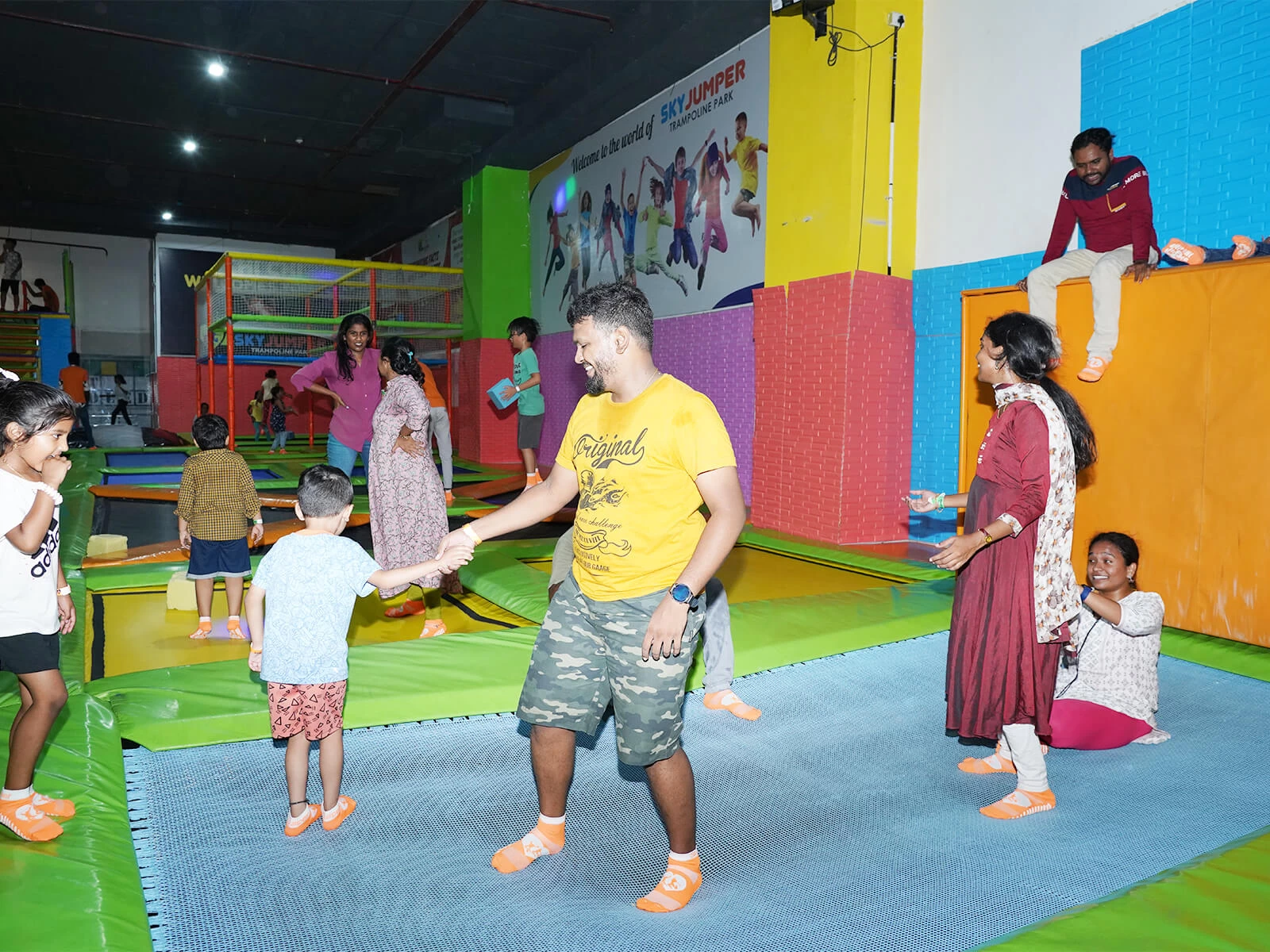 people having fun in trampoline arena at skyjumper