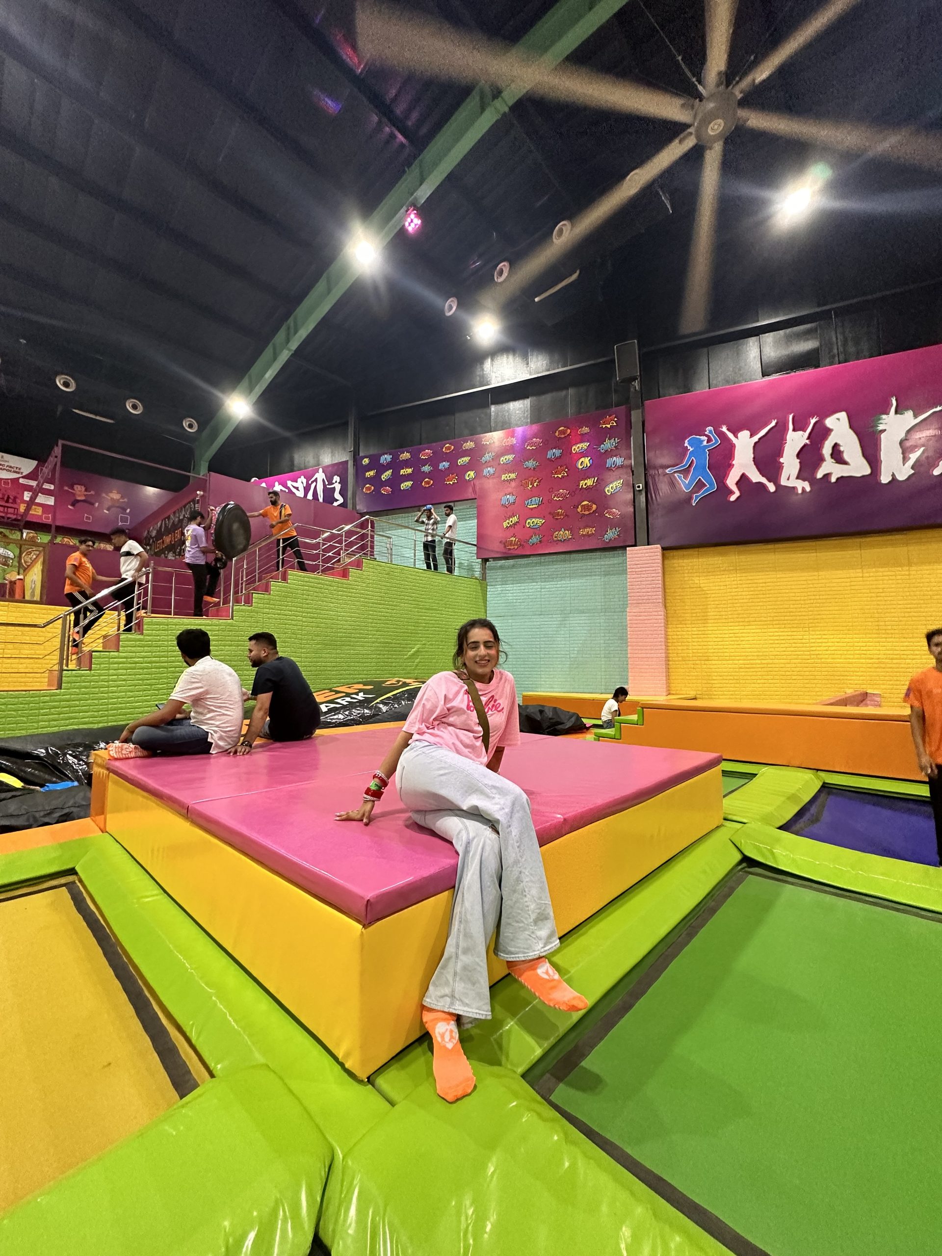 trampoline area sitting space