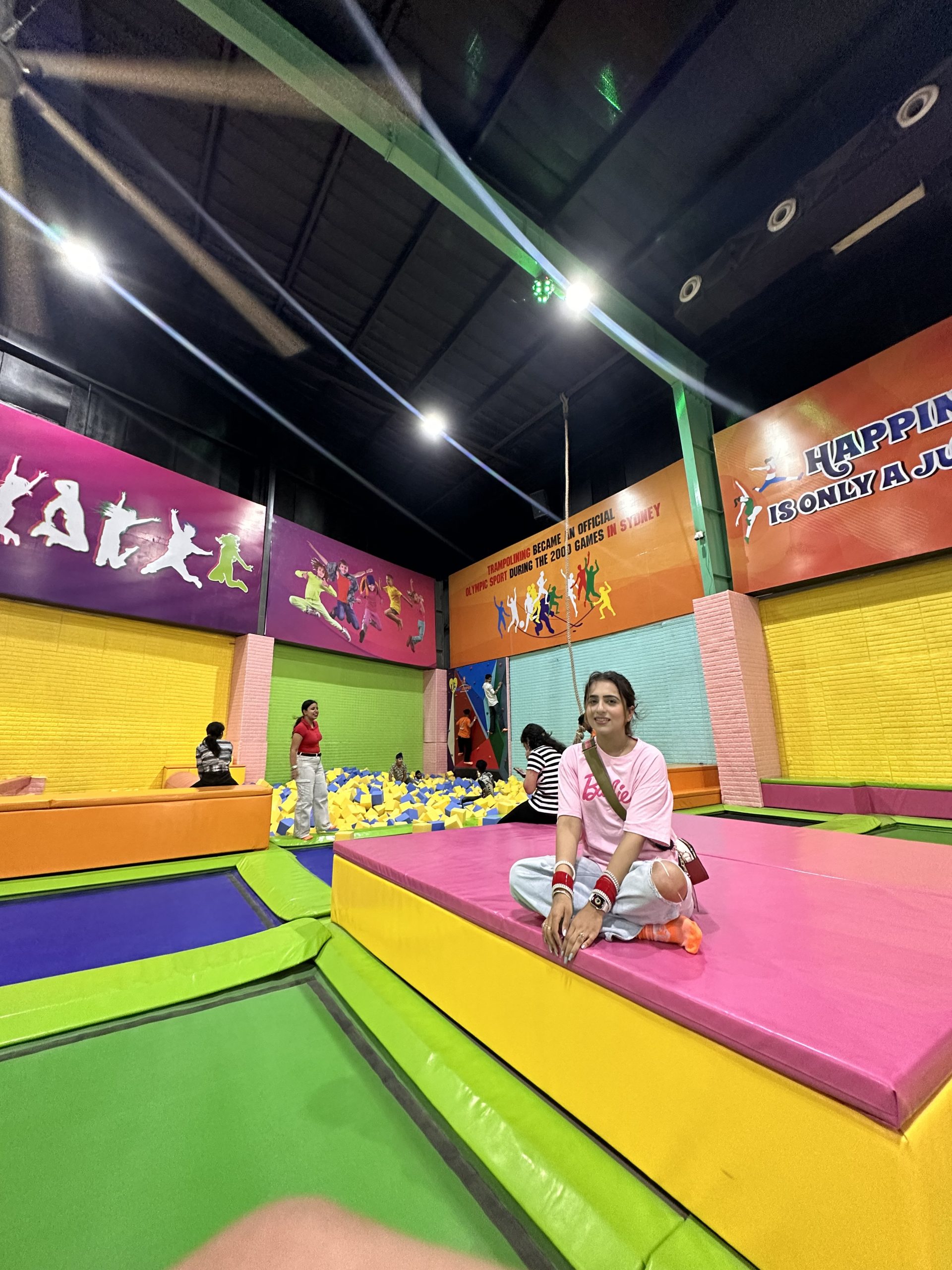sitting space area at trampoline park