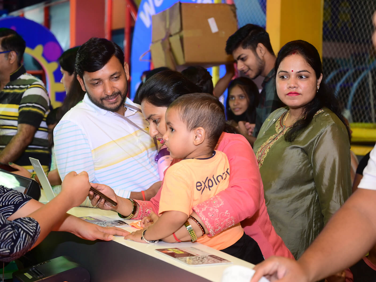 families are in food court area