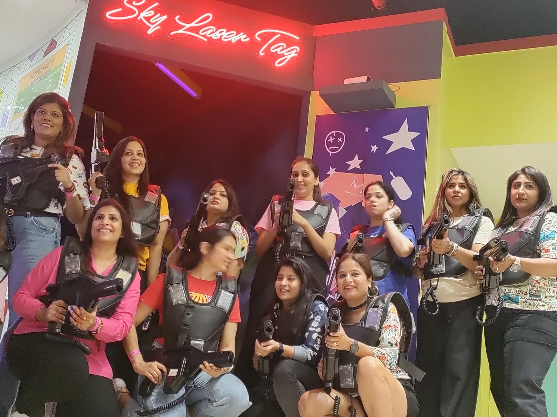 ladies playing laser tag at skyjumper