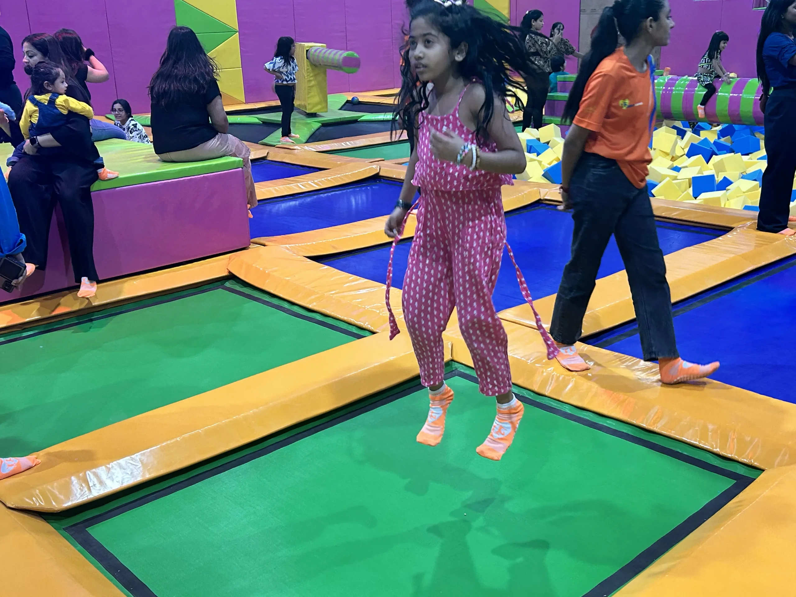 a girl jumping on trampoline at skyjumper