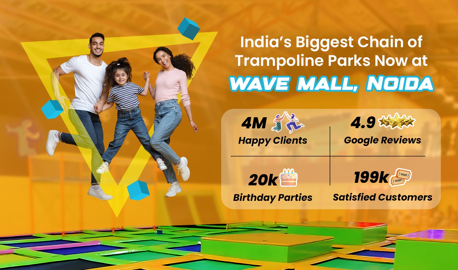 Indias biggest chain of trampoline park also in Noida, wave mall