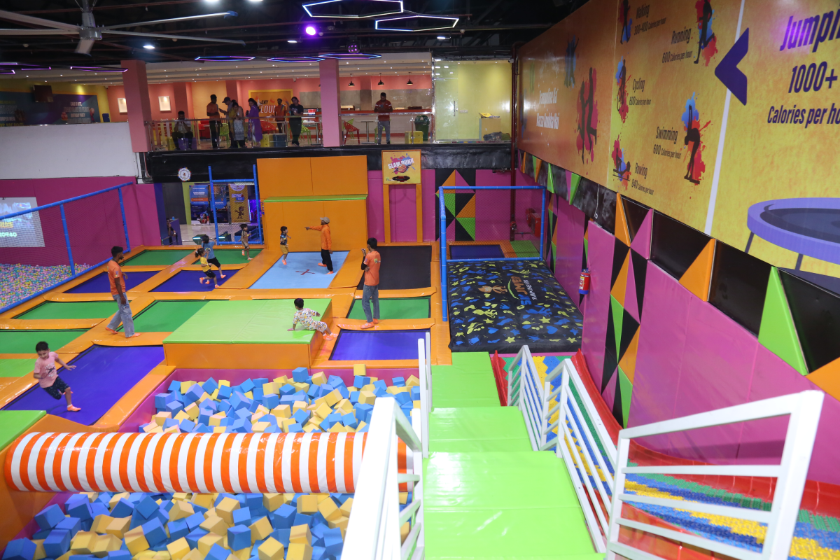 trampoline play area