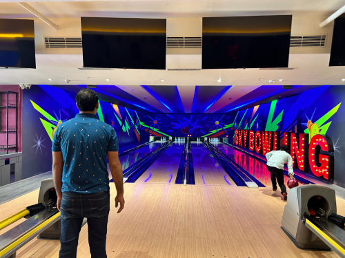a person bowling in faridabad skyjumper