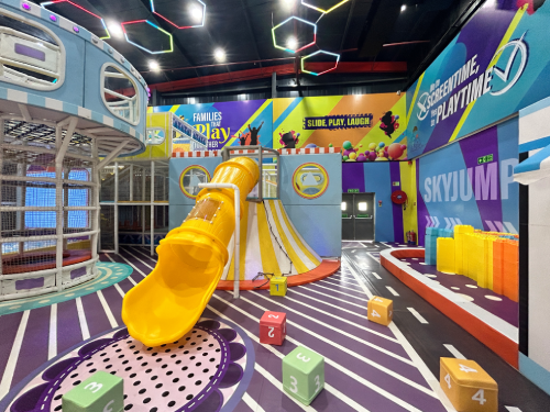 slides in soft play area at skyjumper