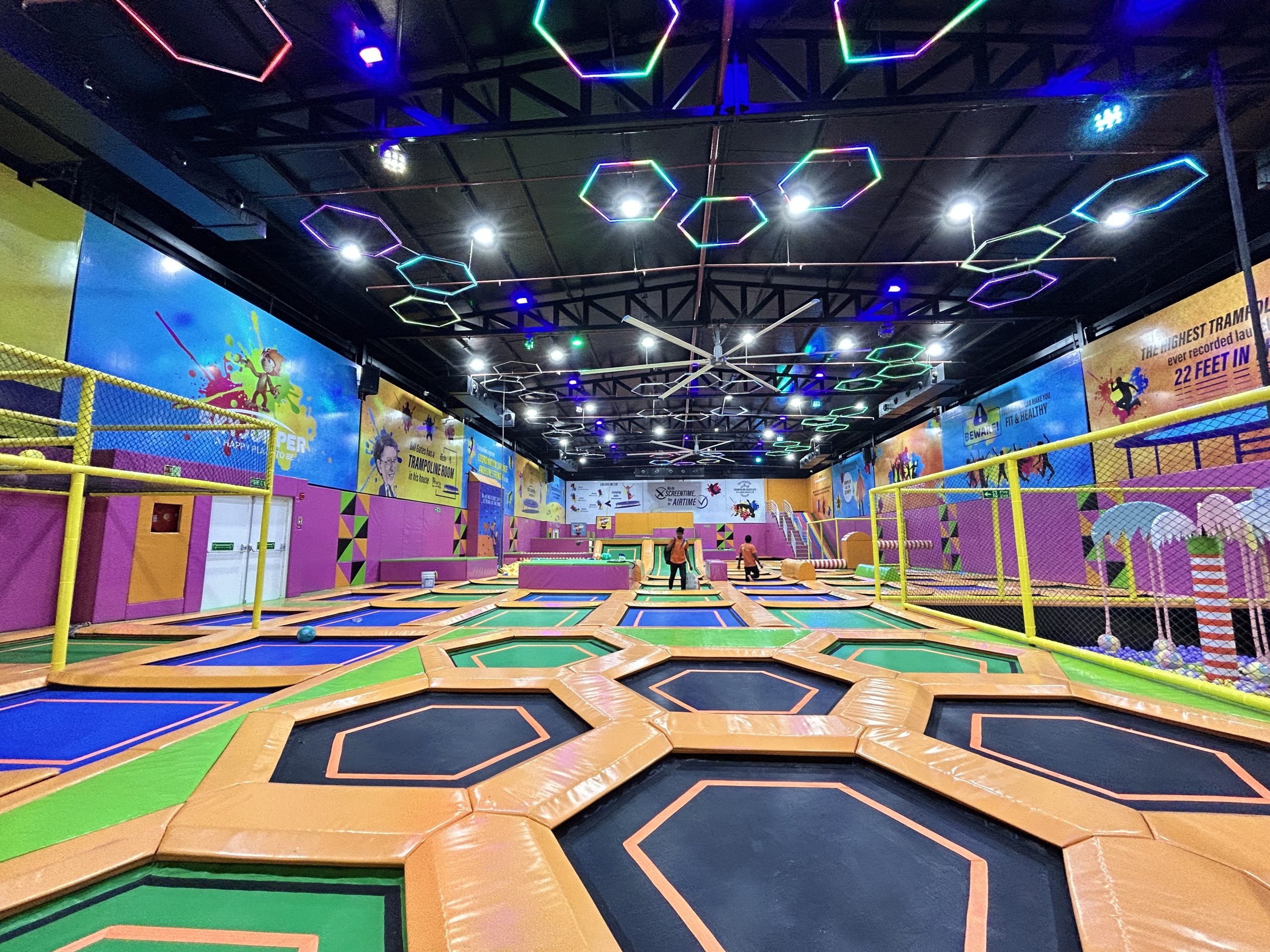 trampoline playing area at skyjumper