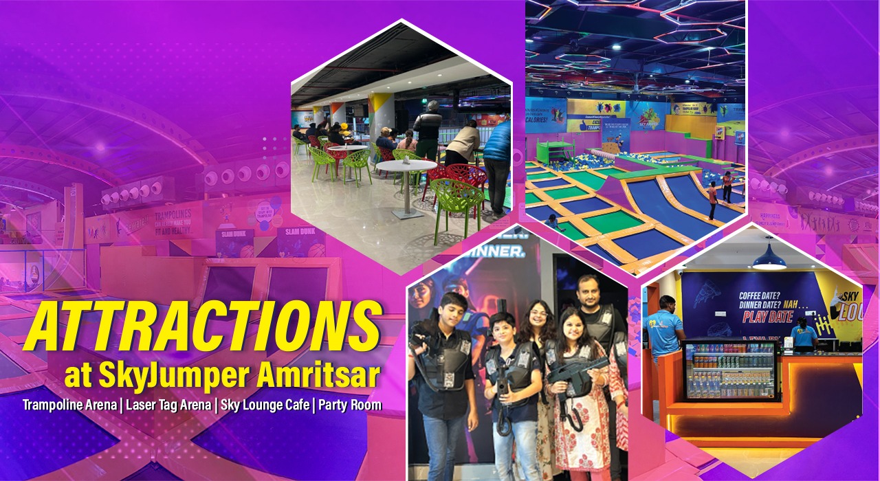Trampoline park attractions at amritsar skyjumper